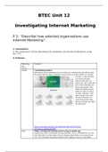 BTEC Unit 12: P2 Describe how selected organisations use Internet Marketing