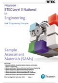 BTEC Level 3 Engineering: Unit 1 - Engineering Principles (Past Paper with Solutions)