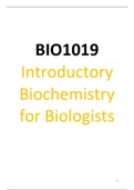 BIO1019: Introductory Biochemistry for Biologists
