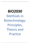 BIO2030: Methods in Biotechnology: Principles, Theories and Practice