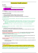 Consumer Credit Law 1ST CLASS NOTES