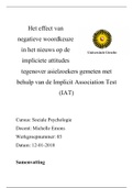 Sociale Psychologie IAT voor attitudes tegenover asielzoekers Onderzoeksverslag Universiteit Utrecht Psychologie 1e jaar 