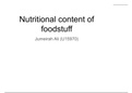 unit 11 A2-Nutritional content of foodstuff