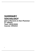Summary Sociology Macionis & Plummer (Key Concepts In The Social Science CM1013)  