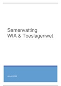 Samenvatting WIA & Toeslagenwet