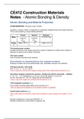 CE412 Construction Materials Notes  - Atomic Bonding & Density
