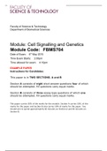 Cell signalling and genetics 2015 exam