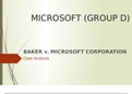 MGMT 520 Week 2 Case Analysis, Baker V. Microsoft Corporation_DeVry University, Keller Graduate School of Management