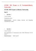 CCOU 301 , Liberty University, EXAM-1, EXAM-2, EXAM-3, EXAM-4, (5 VERSIONS each) 