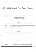 RELI 448N Week 8 Final Exam (Version 2)/ All Correct Answers Download To Get An A