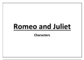 Characters for Romeo and Juliet, by William Shakespeare