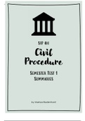 SIP 400 Civil Procedure Summaries for Semester Test 1