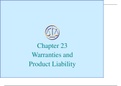 BLAW 3201 Warranties and Product Liability / BLAW 3201 CHAPTER 23: WARRANTIES AND PRODUCT LIABILITY