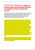 NR 708 Week 2 Discussion 2: Impact of Socioeconomic and Sociopolitical Factors on Healthcare Finance and Nursing Practice|LATEST SOLUTIONS