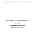  Health Care Policy|NR 506 Week 2: Identification of Healthcare Policy Concern