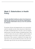 Health Policy|NR 708 Week 3 Discussion 2: Stakeholders in Health Policy