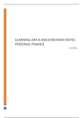 FINANCE EXAM NOTES LEARNING AIMS A-B