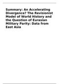 Summary: An Accelerating Divergence? The revisionist Model of World history And the Question of Eurasian Military Parity: Data from east Asia