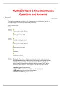 NUR4870 Week 3 Final Informatics Questions and Answers {Latest Version} 