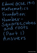 Answers to Edexcel GCSE (9-1) Mathematics Foundation Textbook: Number - Squares, cubes and roots (Part 1)