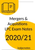 2022/3 LPC NOTES (University of Law) MERGERS & ACQUISITIONS  - DISTINCTION GRADE
