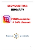 Econometrics - Summary - Tilburg university - Economics