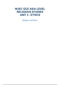 Eduqas Religious Studies for A Level Year 1 & 2 -  Unit 3 - Religion and Ethics (1120U4)