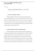 C121 Task 1 Survey of United States History – C121 Task 1   A.	Reasons for the English colonization The English colonization of the New World was motivated by the ambitions of the European states and their eagerness to find, invade, and take advantage of 