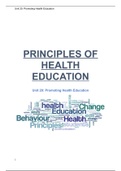 Unit 20: Promoting Health Education - PRINCIPLES OF HEALTH EDUCATION P1 P2 M1