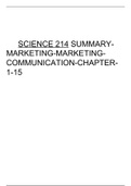                 SCIENCE 214 SUMMARY-MARKETING-MARKETING-COMMUNICATION-CHAPTER-1-15 
