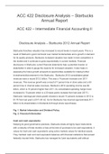 ACC 205  Disclosure Analysis – Starbucks  Annual Report