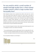 Moral Theory Essay - For any world in which a small number of people lead high quality lives, is there always a better world in which a large number lead low quality lives?