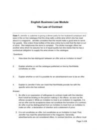 The Law of Contract- Example of Cases and problem sloving