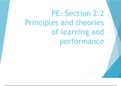 A level/AS PE: Skill Acquisition PowerPoint - Principles of theories of learning and performance