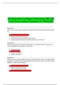   Chamberlain College of Nursing, NR 222 Final Exam (latest Update) A+ GRADED