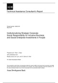 Institutionalizing Strategic Corporate Social Responsibility for Inclusive Business and Social Enterprise Investments in Punjab