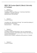 HIEU 201 LECTURE QUIZ 8 Answer (3 Versions),  HIEU 201-HISTORY OF WESTERN CIVILIZATION I