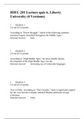 HIEU 201 LECTURE QUIZ 6 Answer (3 Versions),  HIEU 201-HISTORY OF WESTERN CIVILIZATION I