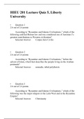 HIEU 201 LECTURE QUIZ 5 Answer (3 Versions),  HIEU 201-HISTORY OF WESTERN CIVILIZATION I