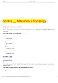  Sophia __ Milestone 2 Socialogy QUESTIONS WITH CORRECT ANSWERS