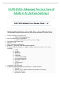 NURS6550 / NURS 6550 Midterm Exam Review [Week 1-6] (Latest 2021): Advanced Practice Care of Adults in Acute Care Settings I - Walden