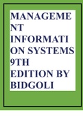 MANAGEMENT INFORMATION SYSTEMS 9TH EDITION BY BIDGOLI