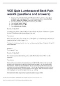 VCE Quiz Lumbosacral Back Pain week5 (questions and answers)