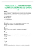 Final_Exam ALL ANSWERS 100% CORRECT ANSWERS AID GRADE ‘A’