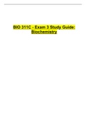 BIO 311C - Exam 3 Study Guide: Biochemistry