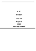 BIOLOGY  8461/1H  Paper 1  2020  Marking Scheme|University of Leicester 