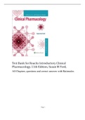 Test Bank for Roachs Introductory Clinical Pharmacology, 11th Edition,All Chapters, questions and correct answers with Rationales.