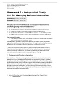 Summary  Unit 26 - Managing Business Information  21011c
