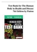 Test Bank for The Human Body in Health and Disease 7th Edition by Patton