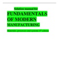 Solution manual for  FUNDAMENTALS OF MODERN MANUFACTURING Materials, processes and systems 4th edition